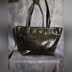 KATE SPADE Black Heart Perforated Patent Leather Like Tote Shoulder Bag